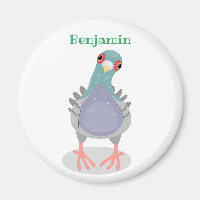 Lönsam illustration av nyfiken duva tecknad magnet (Framsidan)