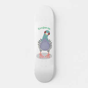 Lönsam illustration av nyfiken duva tecknad mini skateboard bräda 18,5 cm