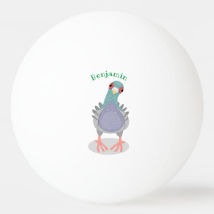 Lönsam illustration av nyfiken duva tecknad pingisboll