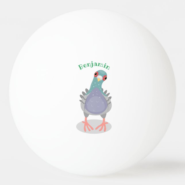 Lönsam illustration av nyfiken duva tecknad pingisboll (Framsidan)