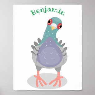 Lönsam illustration av nyfiken duva tecknad poster
