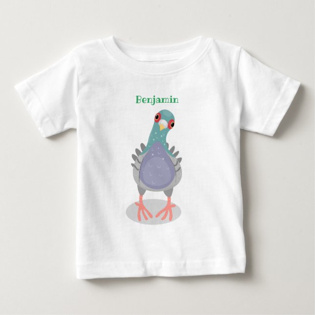 Lönsam illustration av nyfiken duva tecknad t shirt (Framsida)
