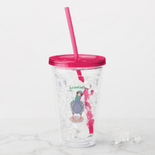 Lönsam illustration av nyfiken duva tecknad take away mugg