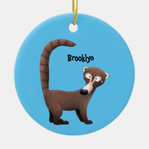 Lönsam illustration av nyfiken tecknad i Coatimund Julgransprydnad Keramik