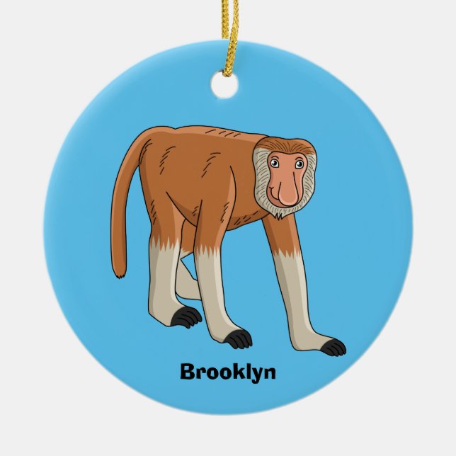 Lönsam illustration av tecknaden av apa med probos julgransprydnad keramik (Framsidan)