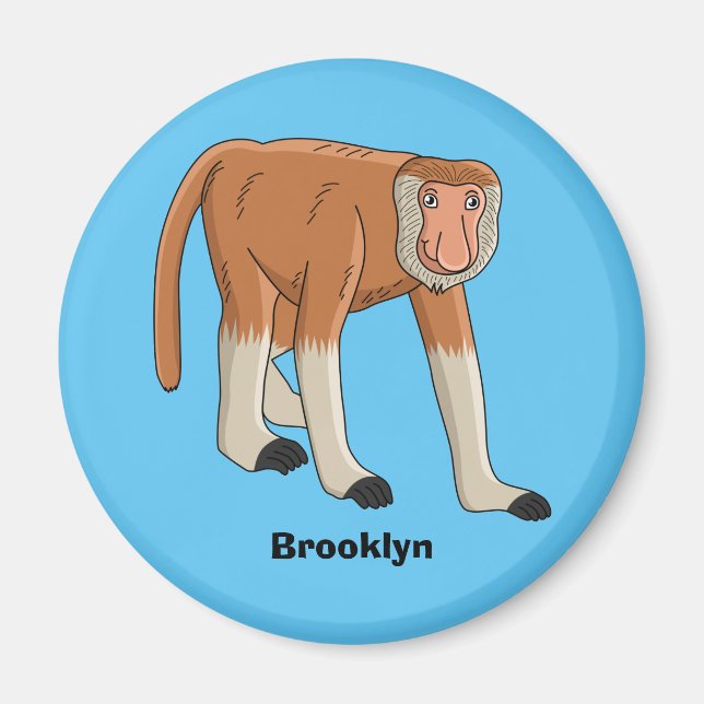 Lönsam illustration av tecknaden av apa med probos magnet (Framsidan)
