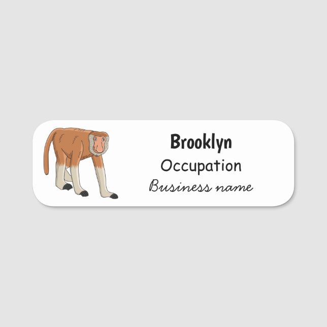 Lönsam illustration av tecknaden av apa med probos namnbricka (Framsida)