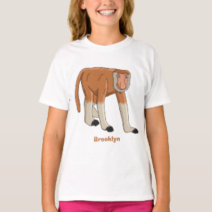 Lönsam illustration av tecknaden av apa med probos t shirt