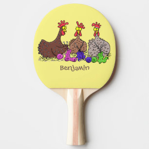Lönsam illustration av tecknaden av stickade kyckl pingisracket
