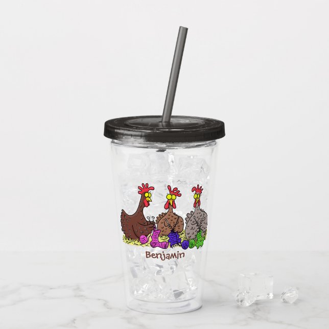Lönsam illustration av tecknaden av stickade kyckl take away mugg (Baksida Ice)