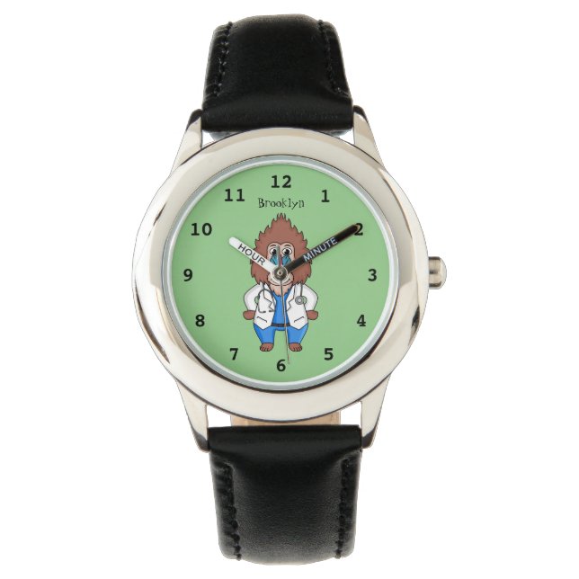 Lönsam illustration av tecknaden doktor i mandrill armbandsur (Framsida)