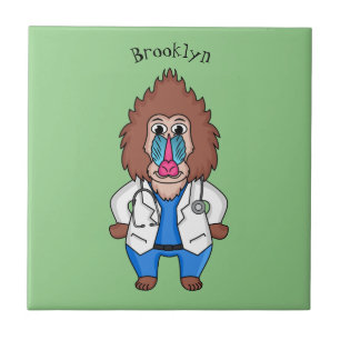 Lönsam illustration av tecknaden doktor i mandrill kakelplatta