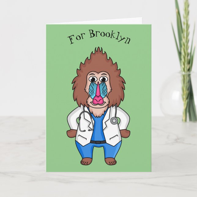 Lönsam illustration av tecknaden doktor i mandrill kort (Framsida)