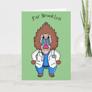 Lönsam illustration av tecknaden doktor i mandrill kort