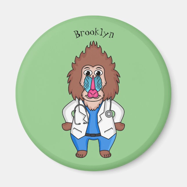 Lönsam illustration av tecknaden doktor i mandrill magnet (Framsidan)