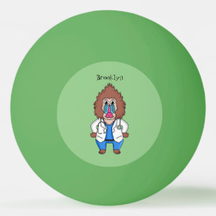 Lönsam illustration av tecknaden doktor i mandrill pingisboll
