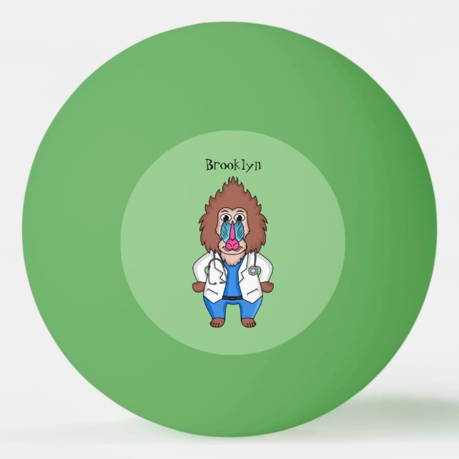 Lönsam illustration av tecknaden doktor i mandrill pingisboll (Framsidan)