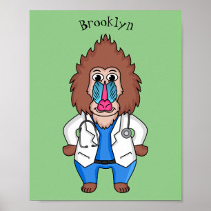 Lönsam illustration av tecknaden doktor i mandrill poster