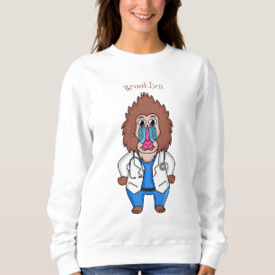 Lönsam illustration av tecknaden doktor i mandrill t shirt