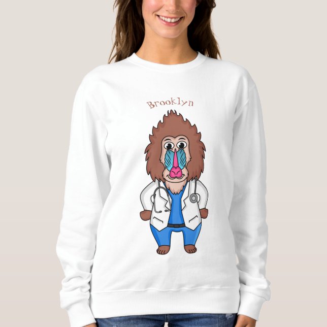 Lönsam illustration av tecknaden doktor i mandrill t shirt (Framsida)