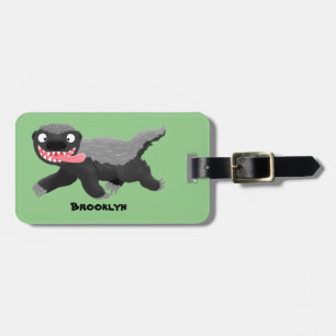Lönsam illustration av tecknaden honey badger hung bagagebricka