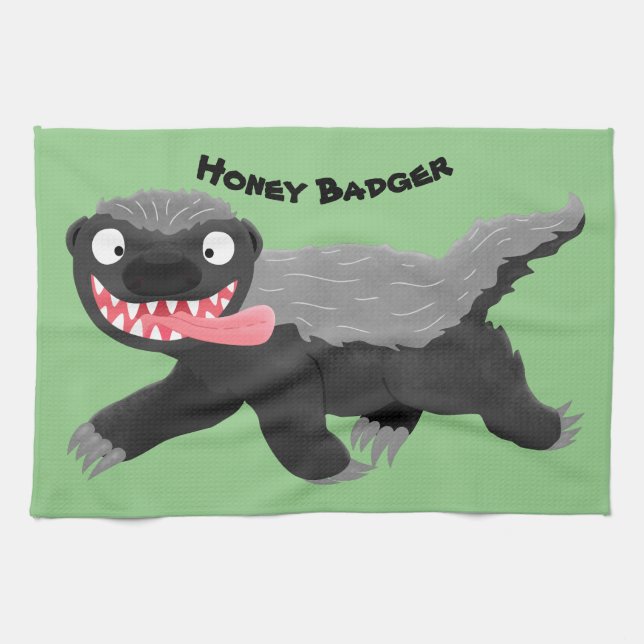Lönsam illustration av tecknaden honey badger hung kökshandduk (Horisontell)