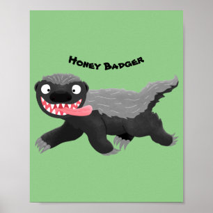 Lönsam illustration av tecknaden honey badger hung poster