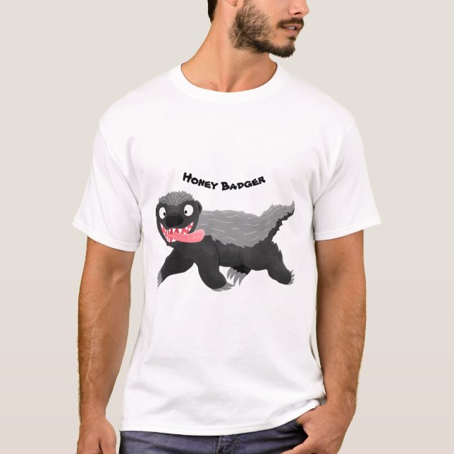 Lönsam illustration av tecknaden honey badger hung t shirt (Framsida)