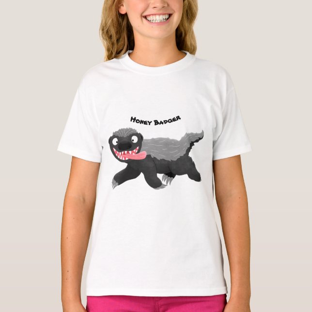 Lönsam illustration av tecknaden honey badger hung t shirt (Framsida)