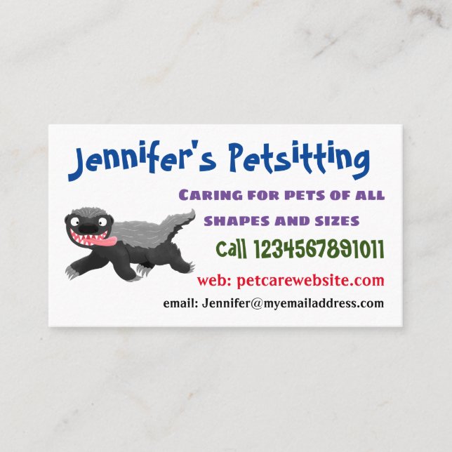 Lönsam illustration av tecknaden honey badger hung visitkort (Framsida)