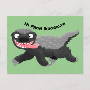 Lönsam illustration av tecknaden honey badger hung vykort