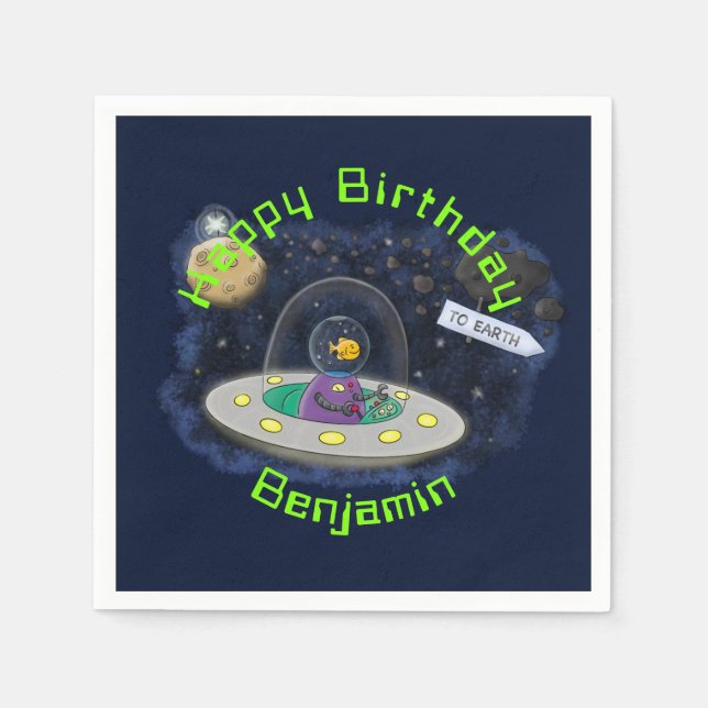 Lönsam illustration av UFO-tecknaden för UFO-frakt Pappersservett (Framsidan)