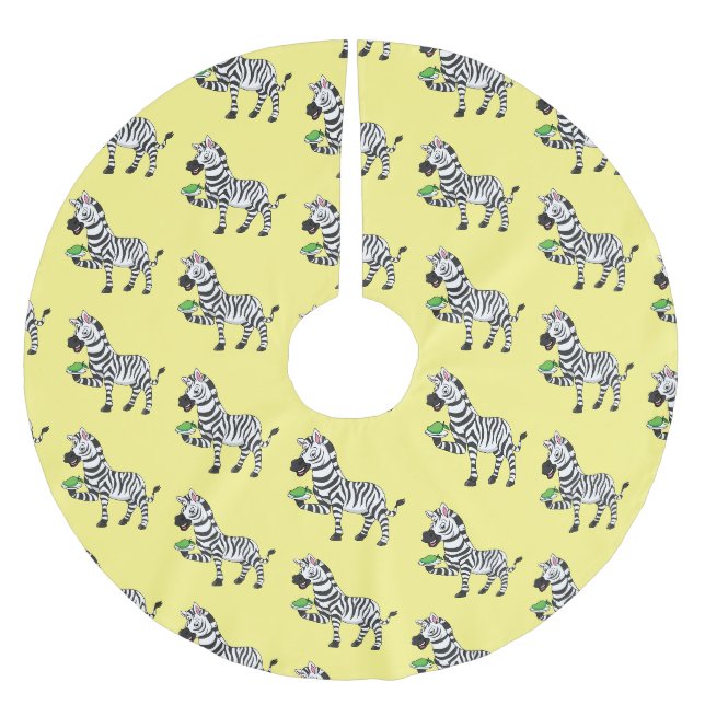 Lönsam illustration av zebra-tecknaden julgransmatta borstad polyester (Framsidan)