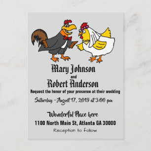 Lönsam inbjudan till Chicken Bride och Groom Weddi Vykort