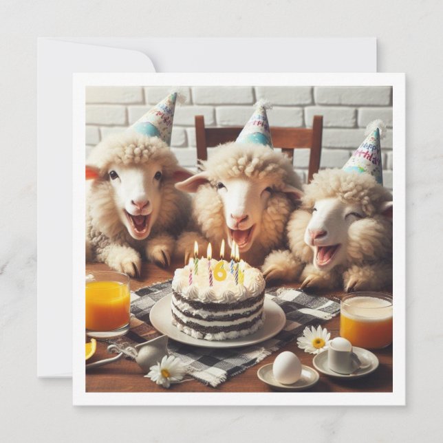 Lönsam inbjudan till fårfödelsedag, party djur (Framsida)