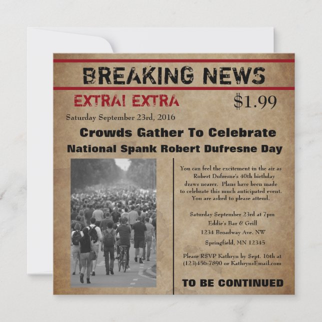 Lönsam inbjudan till nyare dagstidning (Framsida)