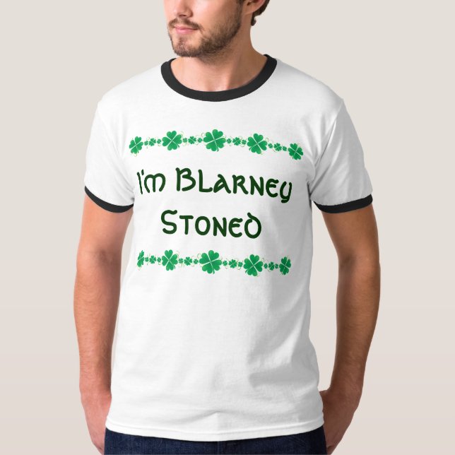 Lönsam irländsk "Blarney Stoned" t-shirt (Framsida)