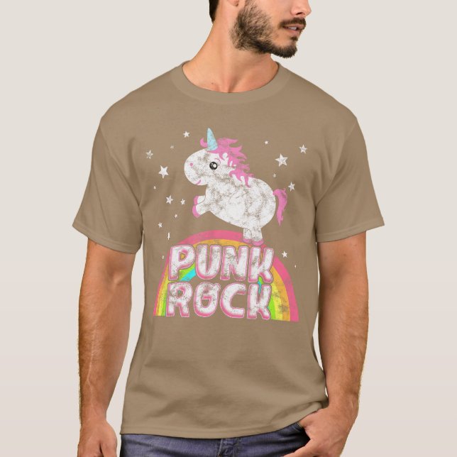 Lönsam ironisk Coola Unicorn Punk Rock musik Tee F (Framsida)