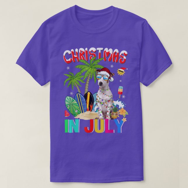 Lönsam Jack Russell i Santa Hat Sunglasses Christm T Shirt (Design framsida)
