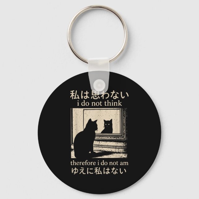 Lönsam japansk kattlapp I Tänka därför är jag Nyckelring (Framsida)