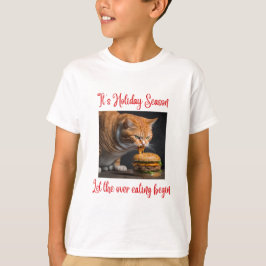 Lönsam Jul Ginger Tjock Cat Eating Burger Barn T Shirt