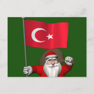 Lönsam Jultomten med Flagga Turkiet Helg Vykort
