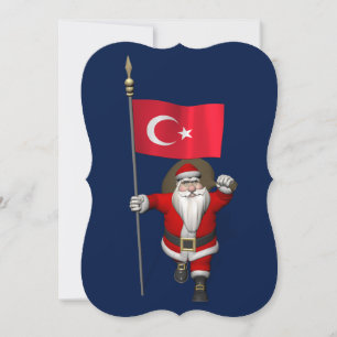 Lönsam Jultomten med Flagga Turkiet Julkort