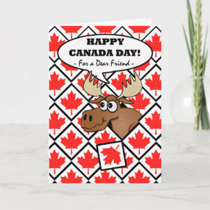 Lönsam Kanada-dag för Friend, Moose med Löv Tiles Kort