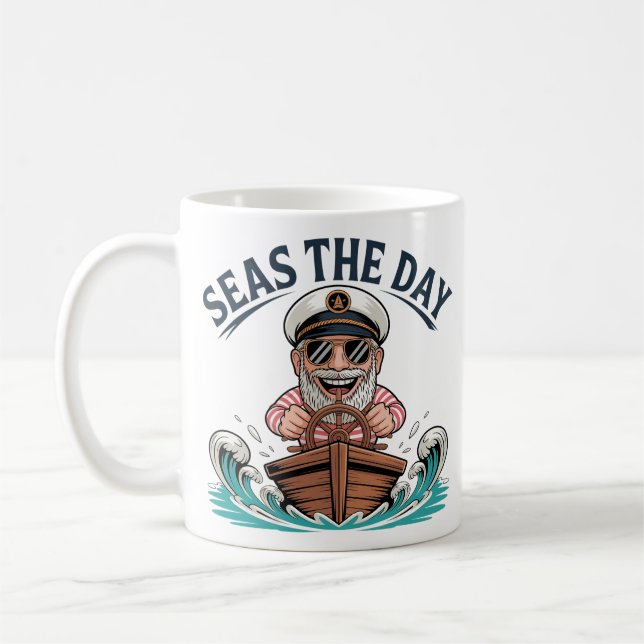 Lönsam kapten Design Seas dag Nautical Kaffemugg (Vänster)