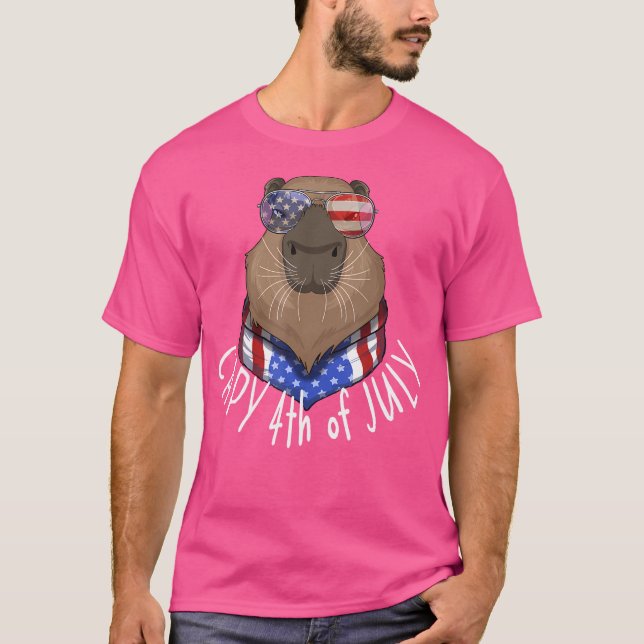 Lönsam kapy 4:e juli amerikanska Flagga Capybara 4 T Shirt (Framsida)