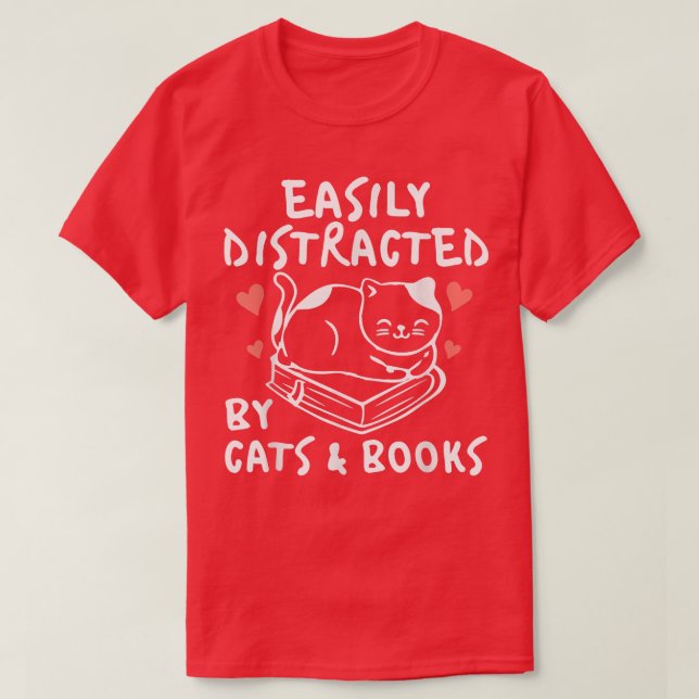 Lönsam katt Bok Älskare som lätt distraherats av k T Shirt (Design framsida)