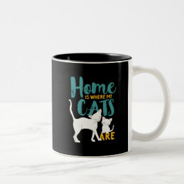 Lönsam katt Humor är hemma där kattarna är Två-Tonad Mugg