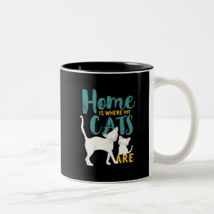 Lönsam katt Humor är hemma där kattarna är Två-Tonad Mugg