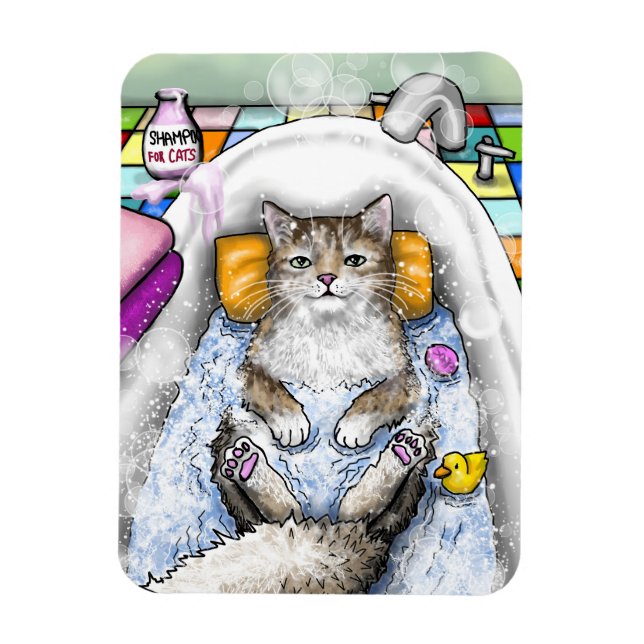 Lönsam katt i Bath Cat 761 Bathroom art Magnet (Vertikal)